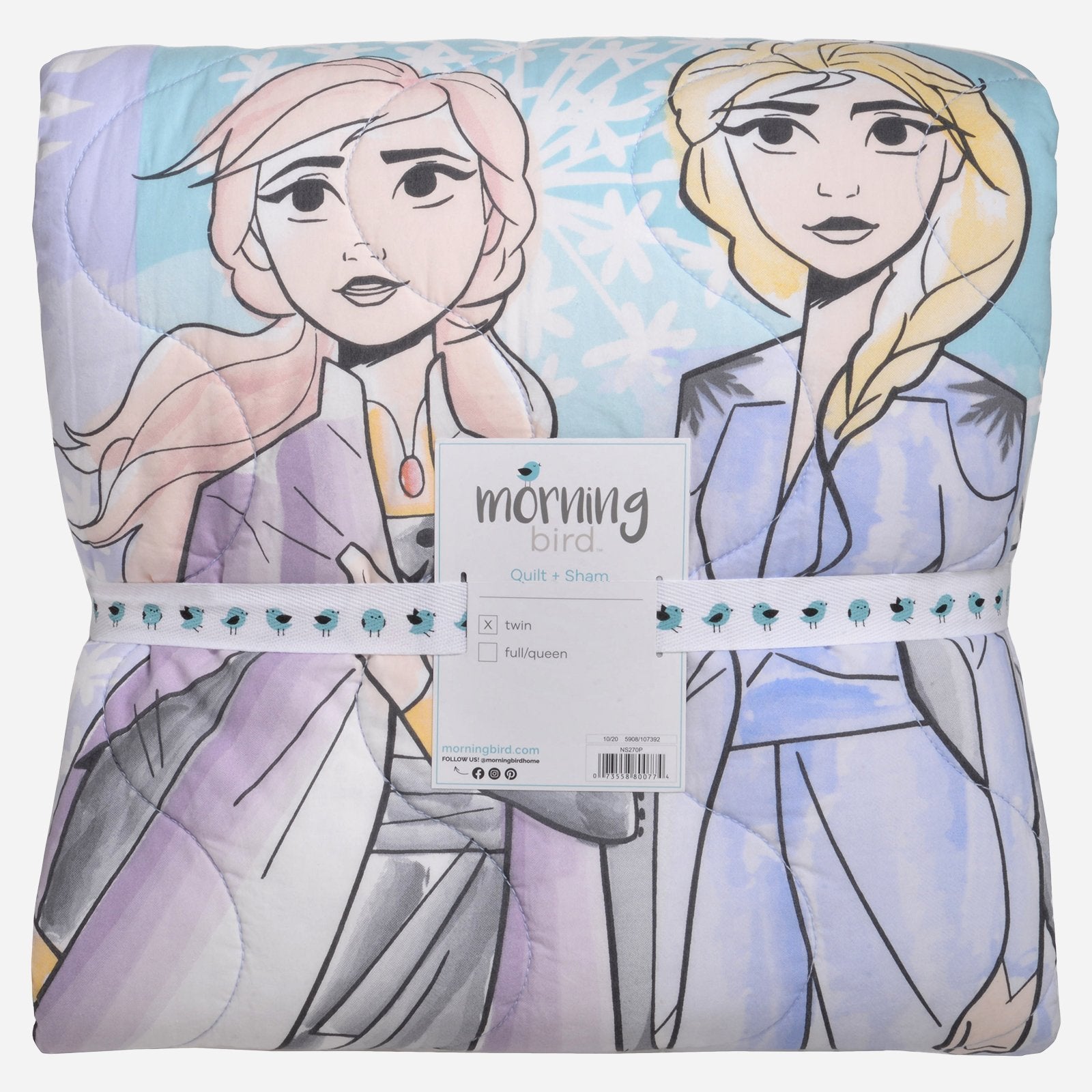 Disney Frozen 2 Quilt & Sham - Twin - Childrens Bedding, Kids Bedding, Morning Bird Bed & Bath