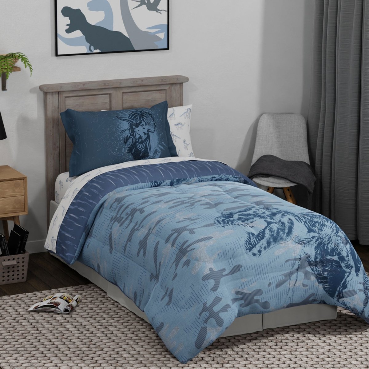 Jurassic World Comforter & Sham - Twin - Childrens Bedding, Kids Bedding, Morning Bird Bed & Bath