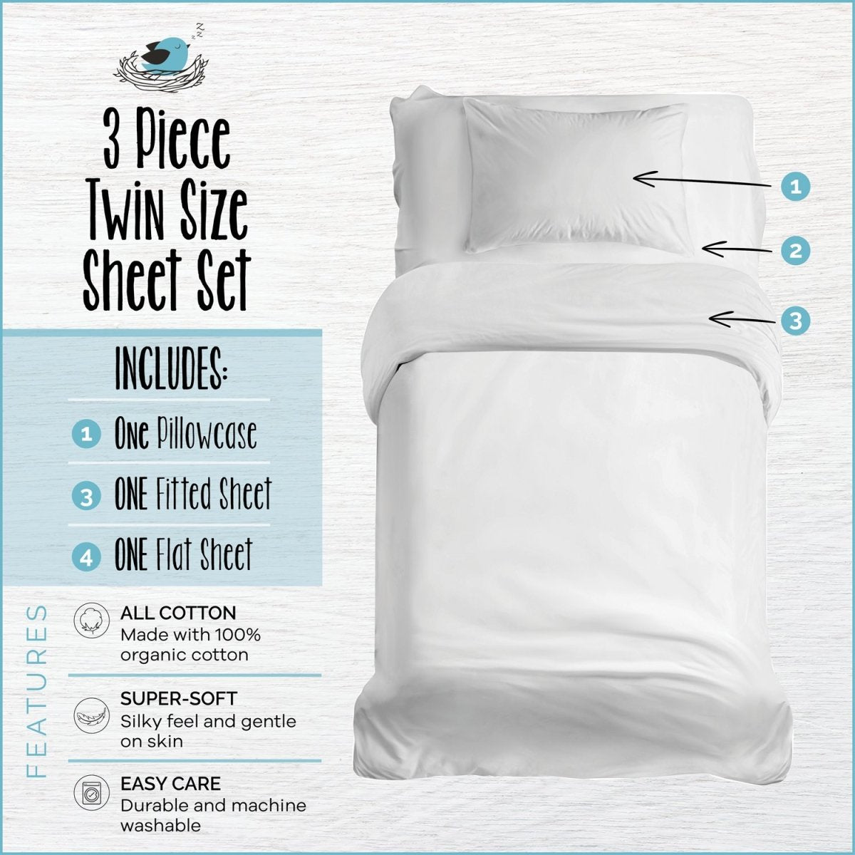 Organic Cotton L.O.L. Surprise!™ 3-Piece Sheet Set & Pillowcase - Twin - Childrens Bedding, Kids Bedding, Morning Bird Bed & Bath