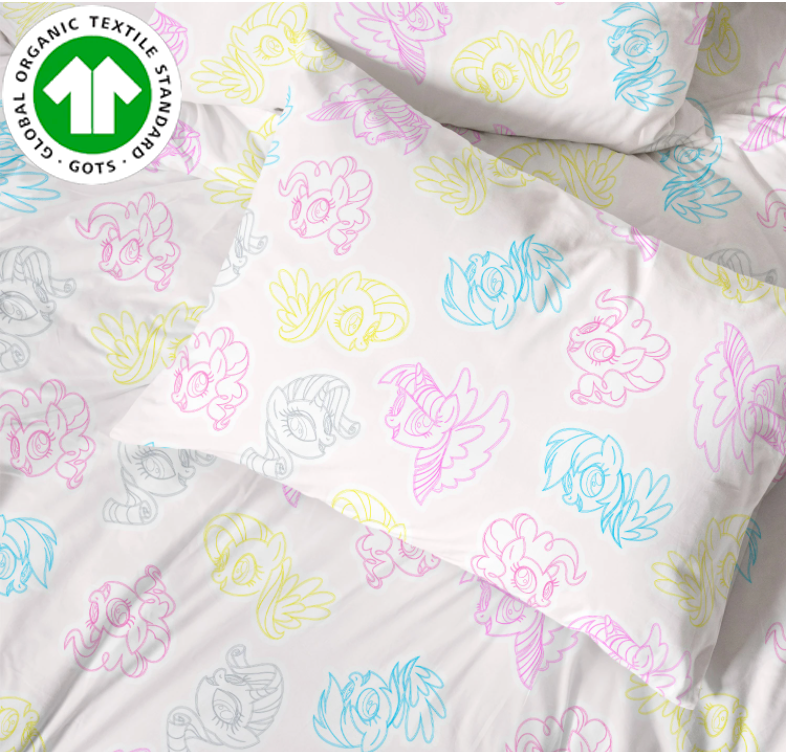 Organic Cotton My Little Pony 3-Piece Sheet Set & Pillowcase - Twin - Childrens Bedding, Kids Bedding, Morning Bird Bed & Bath