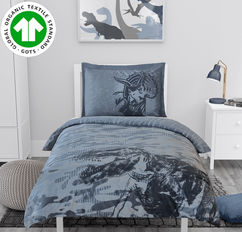 Organic Cotton Jurassic World™ Duvet Cover with 1 Sham - Twin - Childrens Bedding, Kids Bedding, Morning Bird Bed & Bath