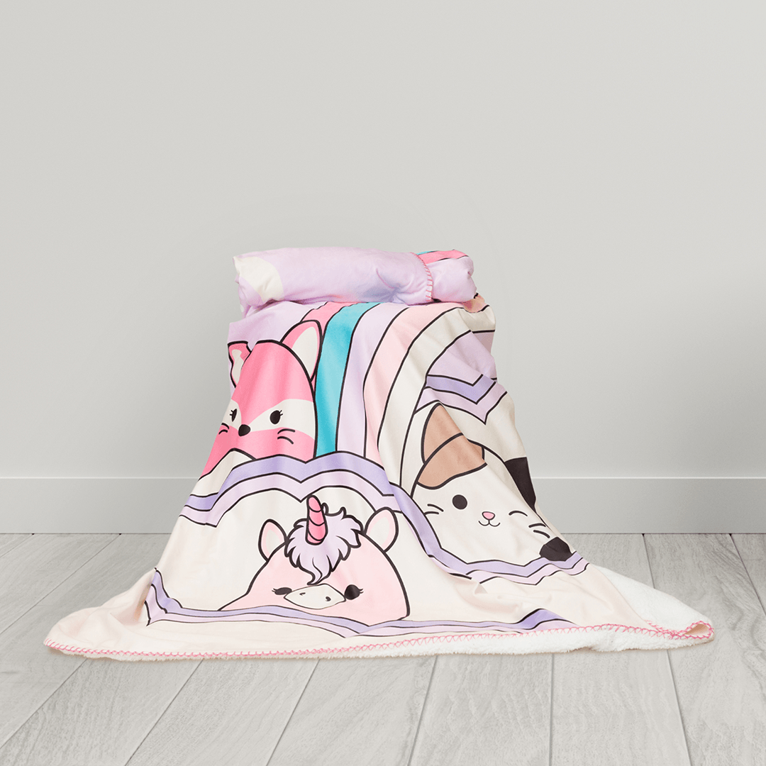 Squishmallows Sherpa Throw - Ultra Soft - Childrens Bedding, Kids Bedding, Morning Bird Bed & Bath
