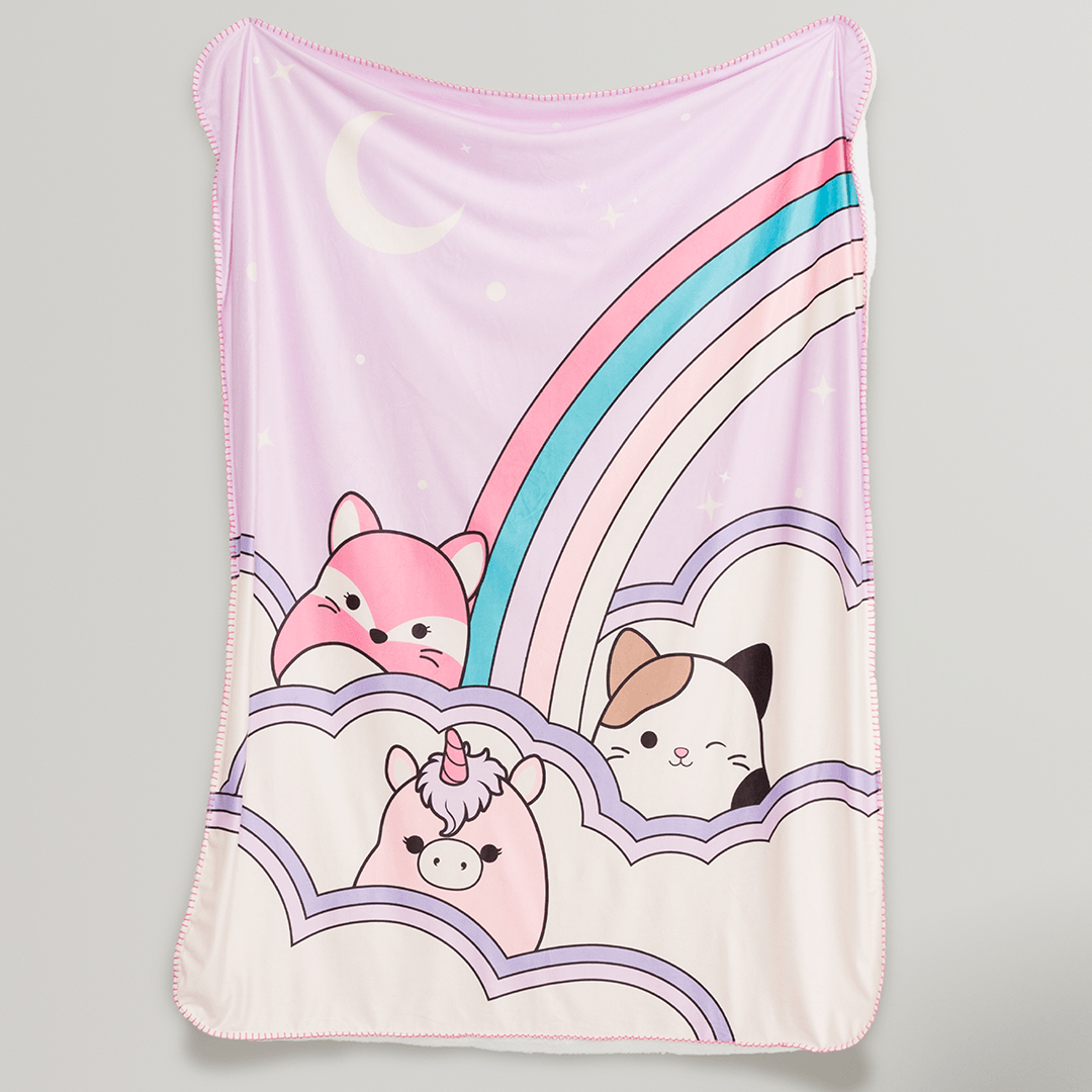 Squishmallows Sherpa Throw - Ultra Soft - Childrens Bedding, Kids Bedding, Morning Bird Bed & Bath